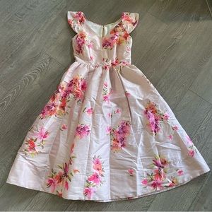Pink Floral Formal Prom Dress with Pockets Size XS
